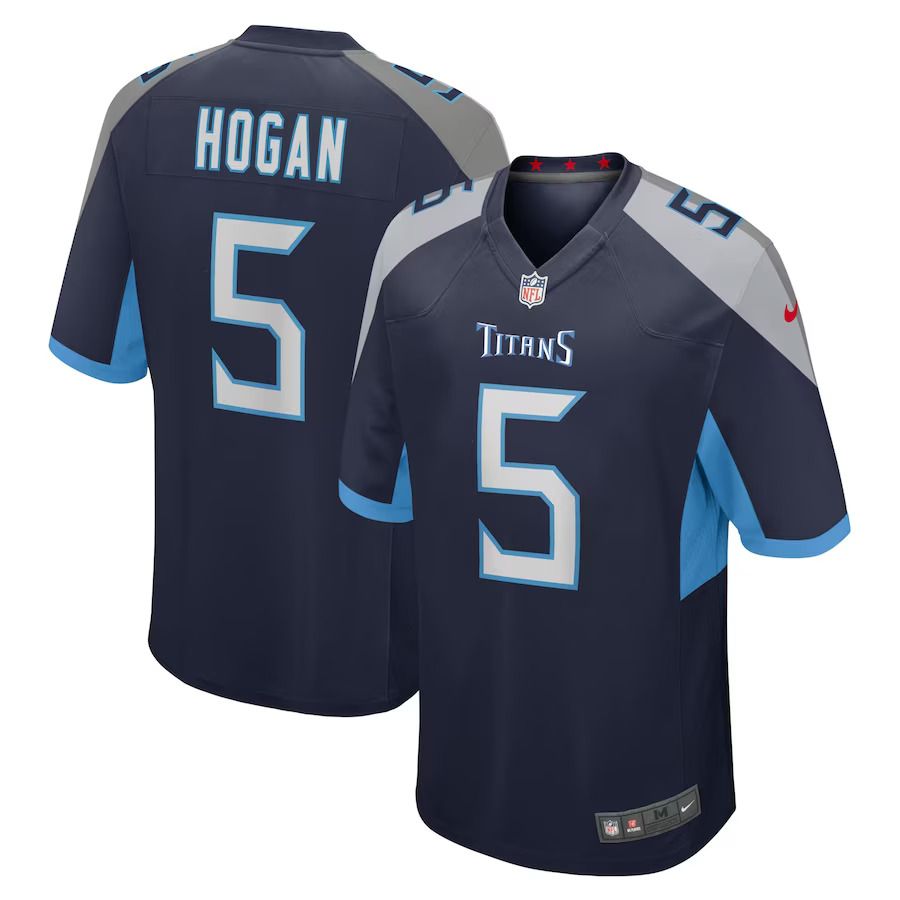 Men Tennessee Titans #5 Kevin Hogan Nike Navy Home Game Player NFL Jersey
